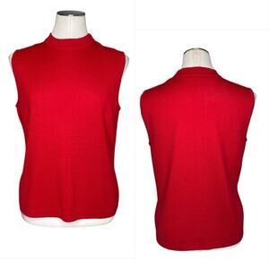 St. John Red Mock Neck Tank Top size Medium